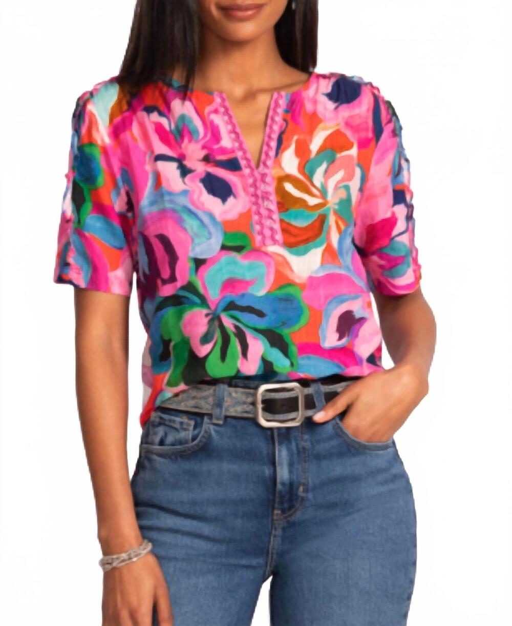 NEW JOHNNY WAS ruffle seam top in ambre